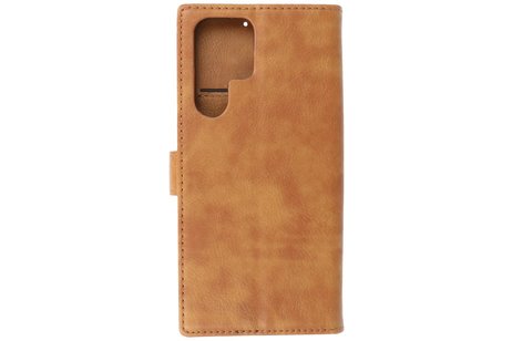 BAOHU Zakelijke Book Case Telefoonhoesje - Portemonnee Hoesje - Geschikt voor Samsung Galaxy S22 Ultra - Bruin
