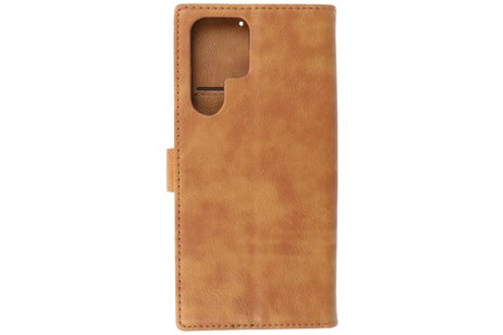 Zakelijke Book Case Telefoonhoesje - Portemonnee Hoesje - Geschikt voor Samsung Galaxy S22 Ultra - Bruin