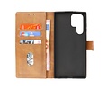 BAOHU Zakelijke Book Case Telefoonhoesje - Portemonnee Hoesje - Geschikt voor Samsung Galaxy S22 Ultra - Bruin