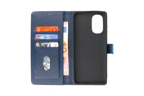 Zakelijke Book Case Telefoonhoesje - Portemonnee Hoesje - Geschikt voor Motorola Moto G51 5G - Navy