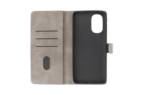 Zakelijke Book Case Telefoonhoesje - Portemonnee Hoesje - Geschikt voor Motorola Moto G51 5G - Grijs