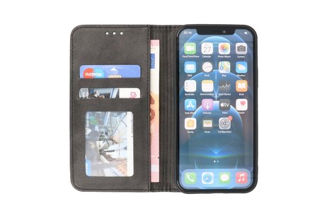 Magnetisch Folio Book Case voor iPhone 12 - 12 Pro Zwart