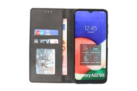 BAOHU Magnetisch Folio Book Case - Hoesje Hoesje Geschikt voor Samsung Galaxy A22 5G Zwart