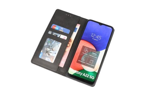 BAOHU Magnetisch Folio Book Case - Hoesje Hoesje Geschikt voor Samsung Galaxy A22 5G Zwart