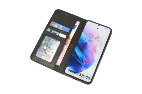 Magnetisch Folio Book Case voor Samsung Galaxy S21 Zwart