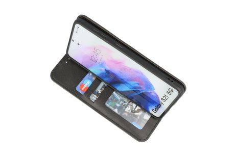 Magnetisch Folio Book Case voor Samsung Galaxy S21 Zwart