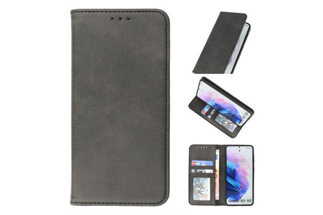 BAOHU Magnetisch Folio Book Case - Hoesje Geschikt voor Samsung Galaxy S21 Zwart