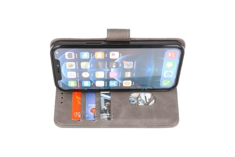 BAOHU Zakelijke Book Case Telefoonhoesje - Portemonnee Hoesje - Geschikt voor iPhone XR - Grijs