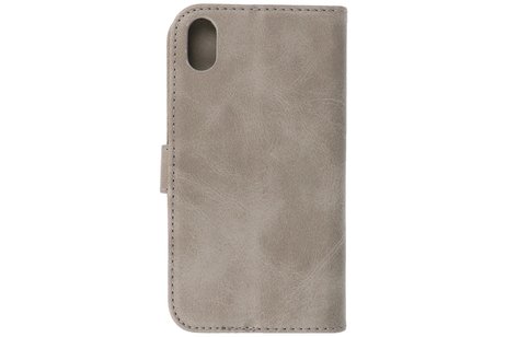 BAOHU Zakelijke Book Case Telefoonhoesje - Portemonnee Hoesje - Geschikt voor iPhone XR - Grijs