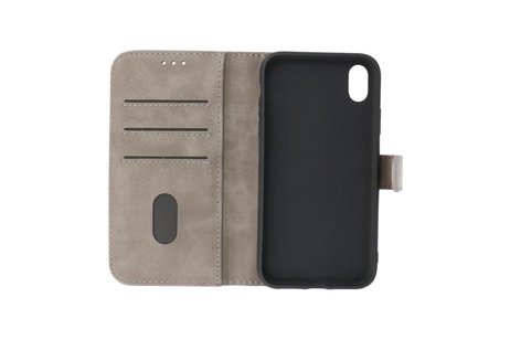 BAOHU Zakelijke Book Case Telefoonhoesje - Portemonnee Hoesje - Geschikt voor iPhone XR - Grijs