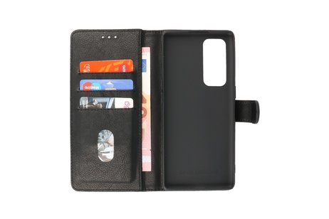 Zakelijke Book Case Telefoonhoesje - Portemonnee Hoesje - Geschikt voor Oppo Find X3 Neo & Reno 5 Pro Plus 5G - Zwart