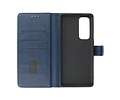 Zakelijke Book Case Telefoonhoesje - Portemonnee Hoesje - Geschikt voor Oppo Find X3 Neo & Reno 5 Pro Plus 5G - Navy