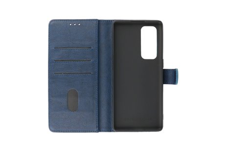 Zakelijke Book Case Telefoonhoesje - Portemonnee Hoesje - Geschikt voor Oppo Find X3 Neo & Reno 5 Pro Plus 5G - Navy