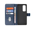 Zakelijke Book Case Telefoonhoesje - Portemonnee Hoesje - Geschikt voor Oppo Find X3 Neo & Reno 5 Pro Plus 5G - Navy