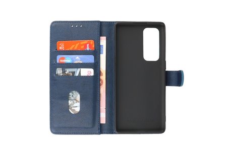 Zakelijke Book Case Telefoonhoesje - Portemonnee Hoesje - Geschikt voor Oppo Find X3 Neo & Reno 5 Pro Plus 5G - Navy