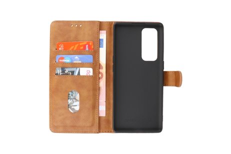 BAOHU Zakelijke Book Case Telefoonhoesje - Portemonnee Hoesje - Geschikt voor Oppo Find X3 Neo & Reno 5 Pro Plus 5G - Bruin