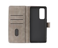 Zakelijke Book Case Telefoonhoesje - Portemonnee Hoesje - Geschikt voor Oppo Find X3 Neo & Reno 5 Pro Plus 5G - Grijs