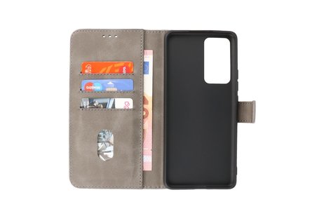 Zakelijke Book Case Telefoonhoesje - Portemonnee Hoesje - Geschikt voor Xiaomi 12 Pro - Grijs