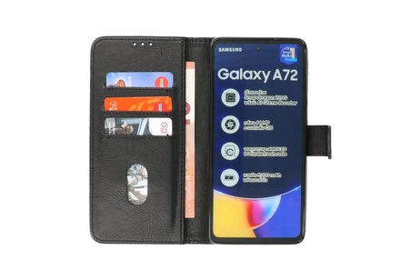 Hoesje Geschikt voor Samsung Galaxy A72 / A72 5G - Kaarthouder Book Case Telefoonhoesje - Zwart