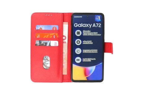 BAOHU Hoesje Geschikt voor Samsung Galaxy A72 / A72 5G - Kaarthouder Book Case Telefoonhoesje - Rood