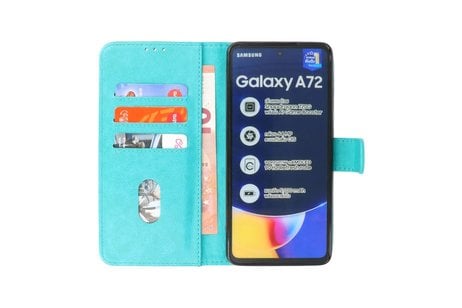 BAOHU Hoesje Geschikt voor Samsung Galaxy A72 / A72 5G - Kaarthouder Book Case Telefoonhoesje - Groen
