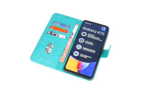 BAOHU Hoesje Geschikt voor Samsung Galaxy A72 / A72 5G - Kaarthouder Book Case Telefoonhoesje - Groen