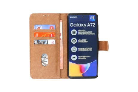 BAOHU Hoesje Geschikt voor Samsung Galaxy A72 / A72 5G - Kaarthouder Book Case Telefoonhoesje - Bruin