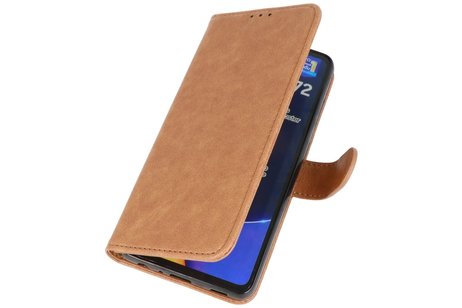 BAOHU Hoesje Geschikt voor Samsung Galaxy A72 / A72 5G - Kaarthouder Book Case Telefoonhoesje - Bruin