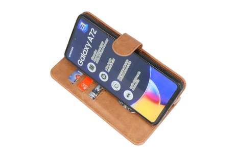 BAOHU Hoesje Geschikt voor Samsung Galaxy A72 / A72 5G - Kaarthouder Book Case Telefoonhoesje - Bruin