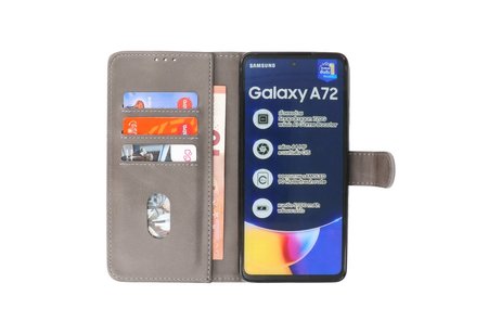 BAOHU Hoesje Geschikt voor Samsung Galaxy A72 / A72 5G - Kaarthouder Book Case Telefoonhoesje - Grijs