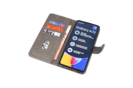 BAOHU Hoesje Geschikt voor Samsung Galaxy A72 / A72 5G - Kaarthouder Book Case Telefoonhoesje - Grijs