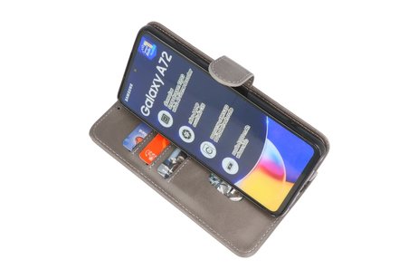 BAOHU Hoesje Geschikt voor Samsung Galaxy A72 / A72 5G - Kaarthouder Book Case Telefoonhoesje - Grijs