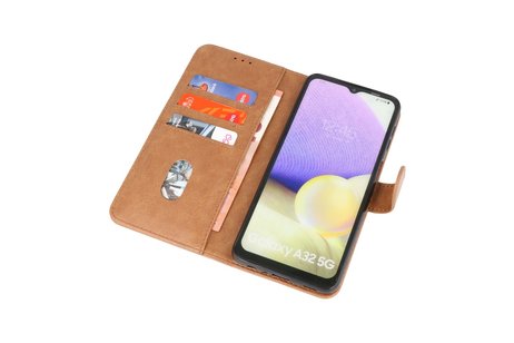 Hoesje Geschikt voor Samsung Galaxy A32 5G - Kaarthouder Book Case Telefoonhoesje - Bruin