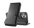 BAOHU Echt Lederen Book Case Hoesje - Leren Portemonnee Telefoonhoesje - Geschikt voor iPhone 12  / iPhone 12 Pro - Zwart