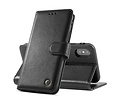 BAOHU Echt Lederen Book Case Hoesje - Leren Portemonnee Telefoonhoesje - Geschikt voor iPhone Xs Max - Zwart