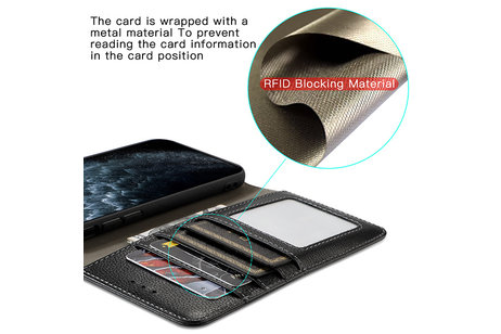 Echt Lederen Book Case Hoesje - Leren Portemonnee Telefoonhoesje - Geschikt voor iPhone 11 Pro - Zwart