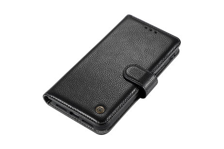 BAOHU Echt Lederen Book Case Hoesje - Leren Portemonnee Telefoonhoesje - Geschikt voor iPhone 11 Pro Max - Zwart