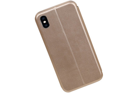 Slim Folio Case - Book Case Telefoonhoesje - Folio Flip Hoesje - Geschikt voor iPhone X  / iPhone Xs - Goud