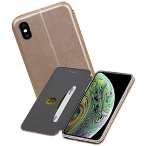 Slim Folio Case - Book Case Telefoonhoesje - Folio Flip Hoesje - Geschikt voor iPhone X  / iPhone Xs - Goud