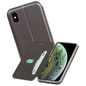 Slim Folio Case - Book Case Telefoonhoesje - Folio Flip Hoesje - Geschikt voor iPhone X  / iPhone Xs - Grijs