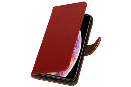 Zakelijke Book Case Telefoonhoesje Geschikt voor de Huawei P8 Lite 2017 - Portemonnee Hoesje - Pasjeshouder Wallet Case - Rood