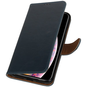 Zakelijke Book Case Telefoonhoesje Geschikt voor de Samsung Galaxy J1 J100F - Portemonnee Hoesje - Pasjeshouder Wallet Case - Blauw