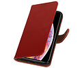 Zakelijke Book Case Telefoonhoesje Geschikt voor de Samsung Galaxy J1 J100F - Portemonnee Hoesje - Pasjeshouder Wallet Case - Rood