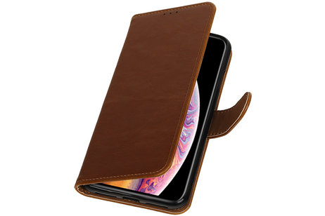Zakelijke Book Case Telefoonhoesje Geschikt voor de Samsung Galaxy J1 J100F - Portemonnee Hoesje - Pasjeshouder Wallet Case - Bruin