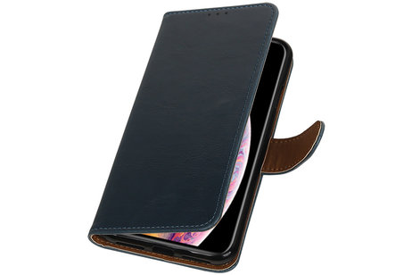 Zakelijke Book Case Telefoonhoesje Geschikt voor de HTC Desire 825 - Portemonnee Hoesje - Pasjeshouder Wallet Case - Blauw