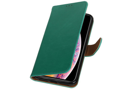 Zakelijke Book Case Telefoonhoesje Geschikt voor de Huawei Y7 / Y7 Prime - Portemonnee Hoesje - Pasjeshouder Wallet Case - Groen