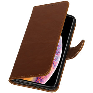 Zakelijke PU leder booktype hoesje voor LG Q8 bruin