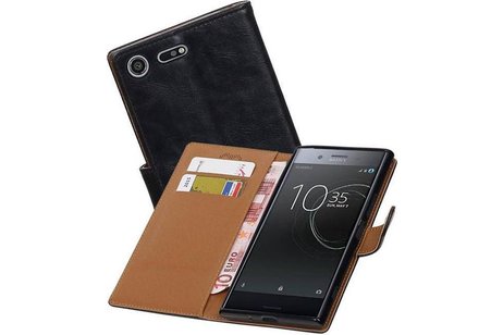 Zakelijke Book Case Telefoonhoesje Geschikt voor de Sony Xperia XZ - Portemonnee Hoesje - Pasjeshouder Wallet Case - Zwart