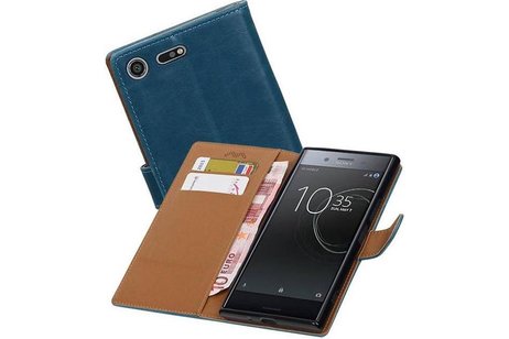 BAOHU Zakelijke Book Case Telefoonhoesje Geschikt voor de Sony Xperia XZ - Portemonnee Hoesje - Pasjeshouder Wallet Case - Blauw