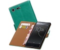 Pull Up TPU PU Leder Bookstyle Wallet Case Hoesje voor Xperia XZ Groen